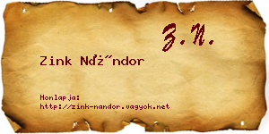 Zink Nándor névjegykártya